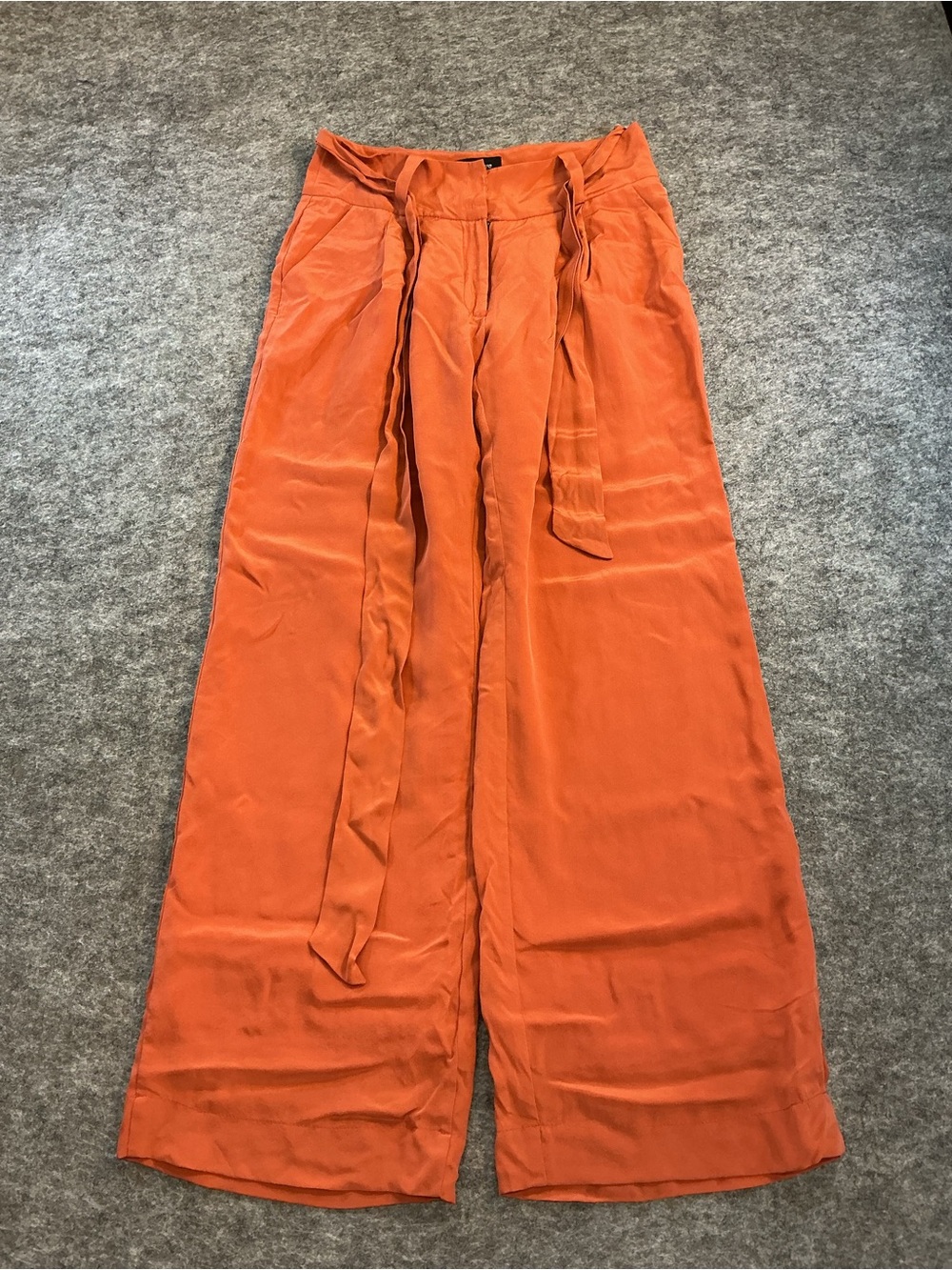 Whitney Eve Rust Orange Wide Leg High Waisted Trousers Size 2
